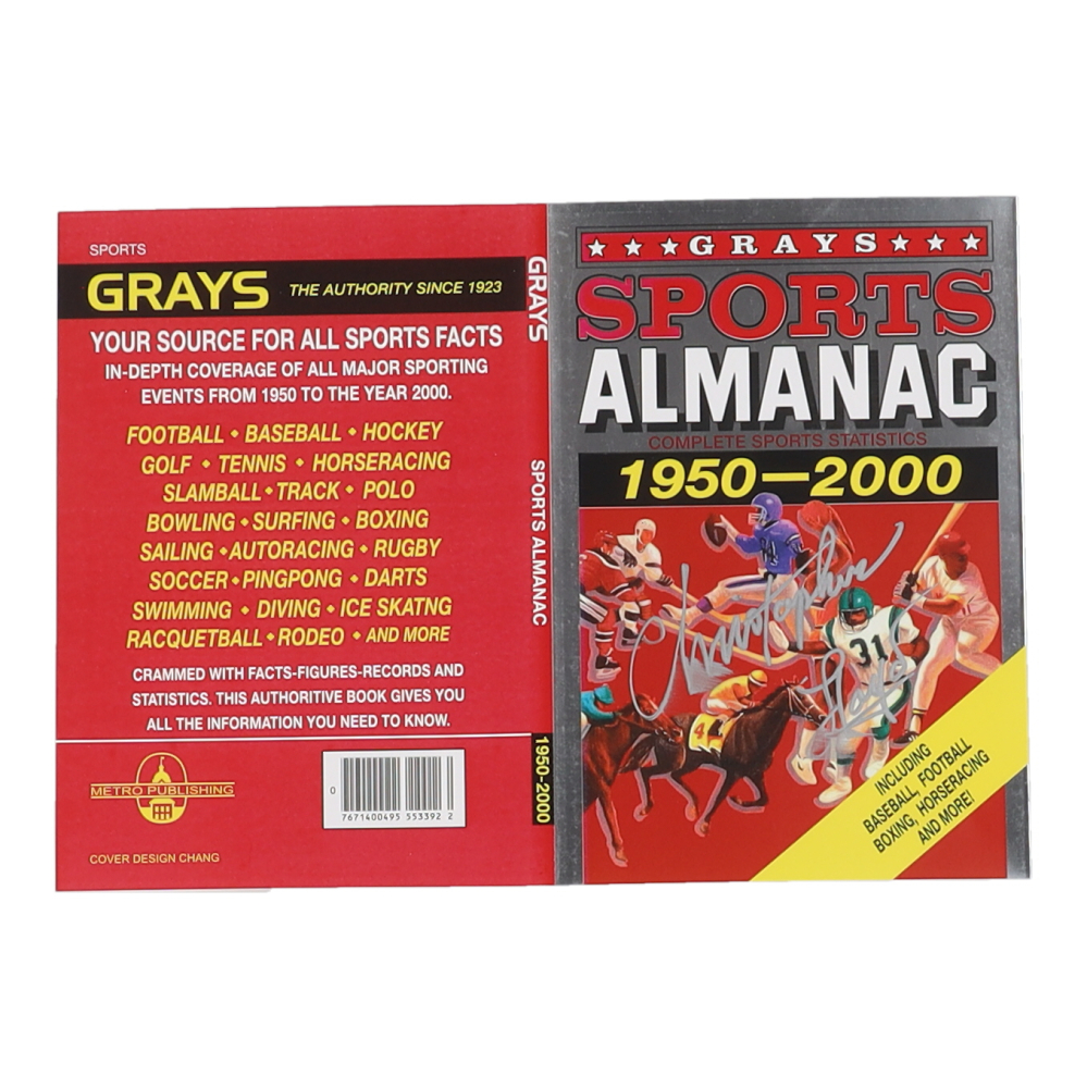 Christopher Lloyd Signed "Grays Sports Almanac" Book Sleeve (ACOA) Pristine Auction