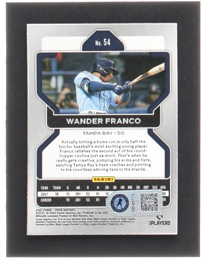Wander Franco Signed 2022 Panini Prizm #54 RC (Franco) at PristineAuction.com Wander Franco Signed 2022 Panini Prizm #54 RC (Franco) at PristineAuction.com