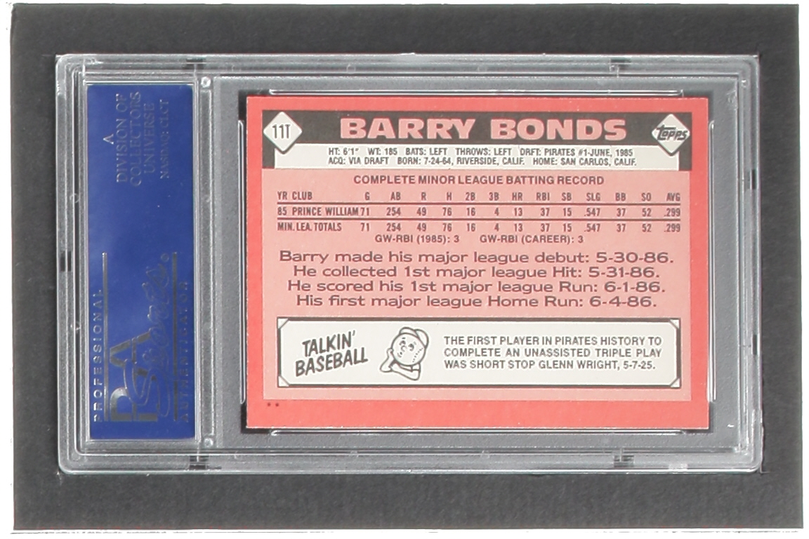 Barry Bonds 1986 Topps Traded #11T XRC (PSA 9) at PristineAuction.com Barry Bonds 1986 Topps Traded #11T XRC (PSA 9) at PristineAuction.com