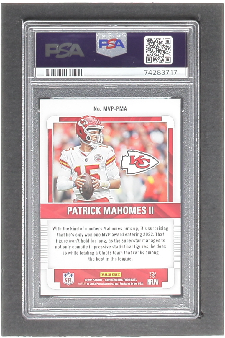 Patrick Mahomes II 2022 Panini Contenders MVP Contenders #1 (PSA 10) at PristineAuction.com Patrick Mahomes II 2022 Panini Contenders MVP Contenders #1 (PSA 10) at PristineAuction.com