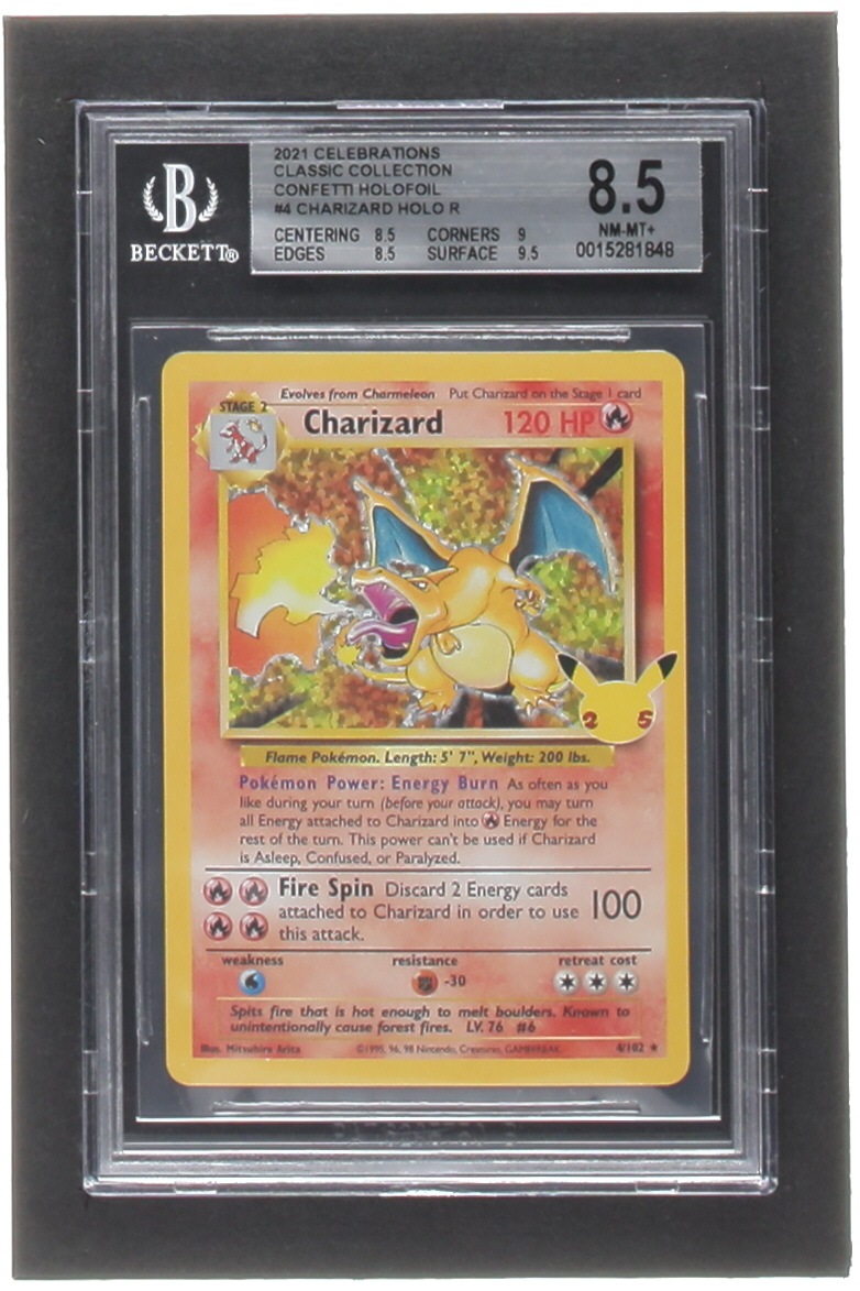 Charizard 2021 Pokemon Celebrations Classic Collection Confetti Holofoil #4 Holo (BGS 8.5) at PristineAuction.com Charizard 2021 Pokemon Celebrations Classic Collection Confetti Holofoil #4 Holo (BGS 8.5) at PristineAuction.com