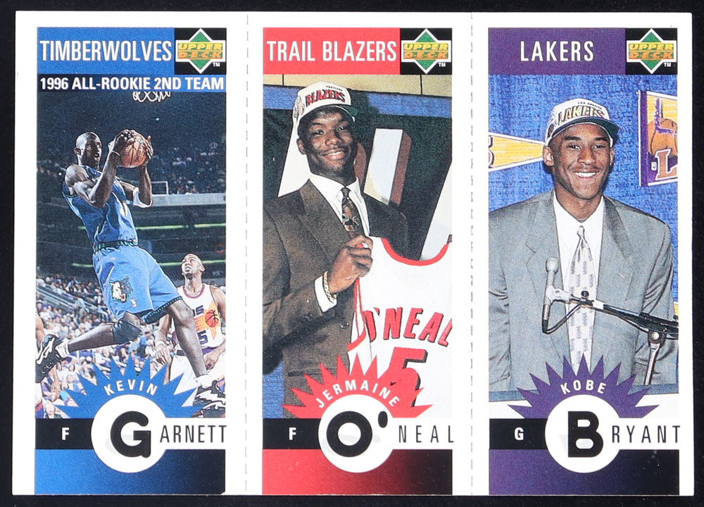 Kobe Bryant / Jermaine O'Neal / Kevin Garnett 1996-97 Collector's Choice Mini-Cards #M129 at PristineAuction.com Kobe Bryant / Jermaine O'Neal / Kevin Garnett 1996-97 Collector's Choice Mini-Cards #M129 at PristineAuction.com