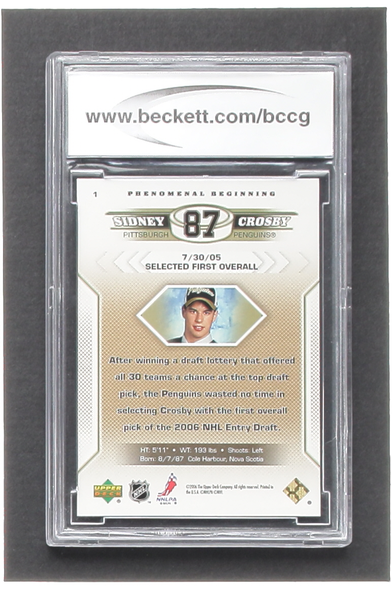 Sidney Crosby 2005-06 Upper Deck Phenomenal Beginnings #1 (BCCG 10) at PristineAuction.com Sidney Crosby 2005-06 Upper Deck Phenomenal Beginnings #1 (BCCG 10) at PristineAuction.com