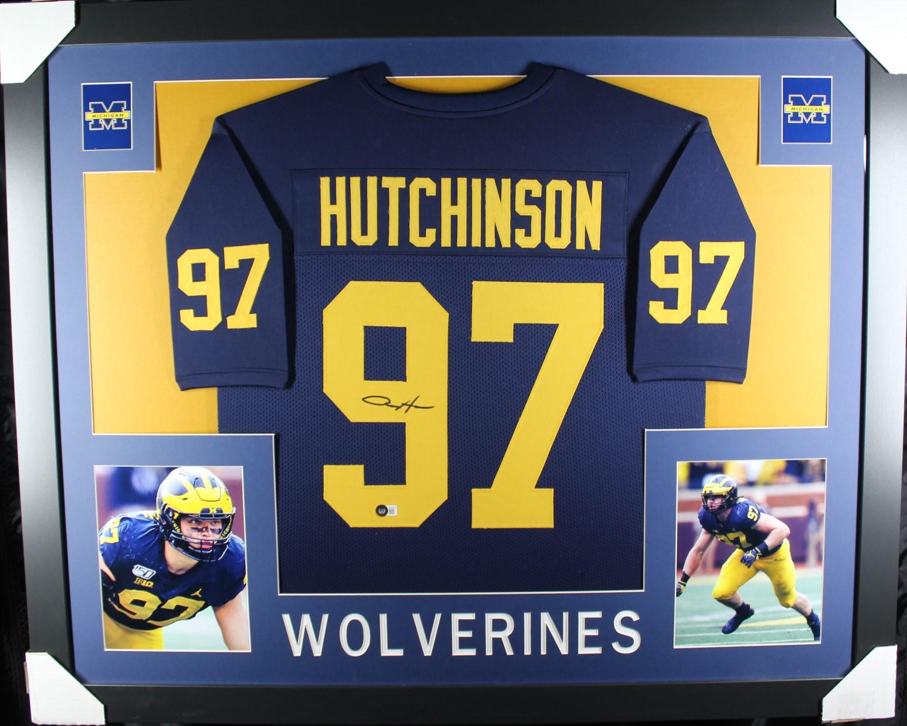 Aidan Hutchinson Signed Custom Framed Jersey Display (Beckett) at PristineAuction.com Aidan Hutchinson Signed Custom Framed Jersey Display (Beckett) at PristineAuction.com