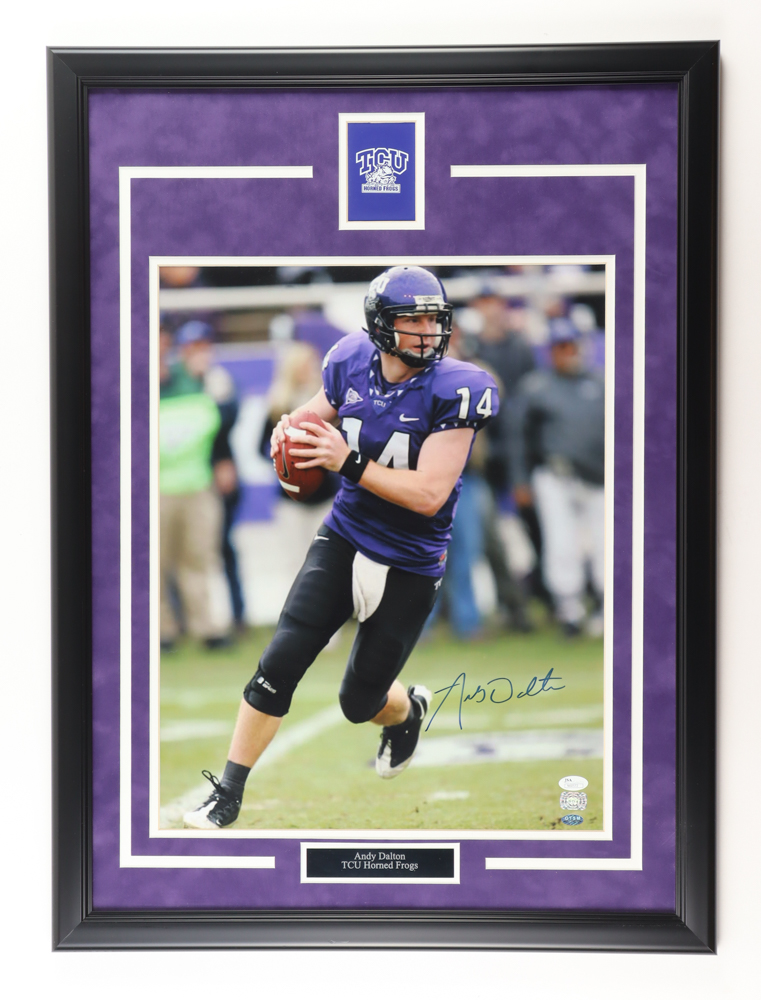 Andy Dalton Signed TCU Horned Frogs Custom Framed Photo (JSA) at PristineAuction.com Andy Dalton Signed TCU Horned Frogs Custom Framed Photo (JSA) at PristineAuction.com