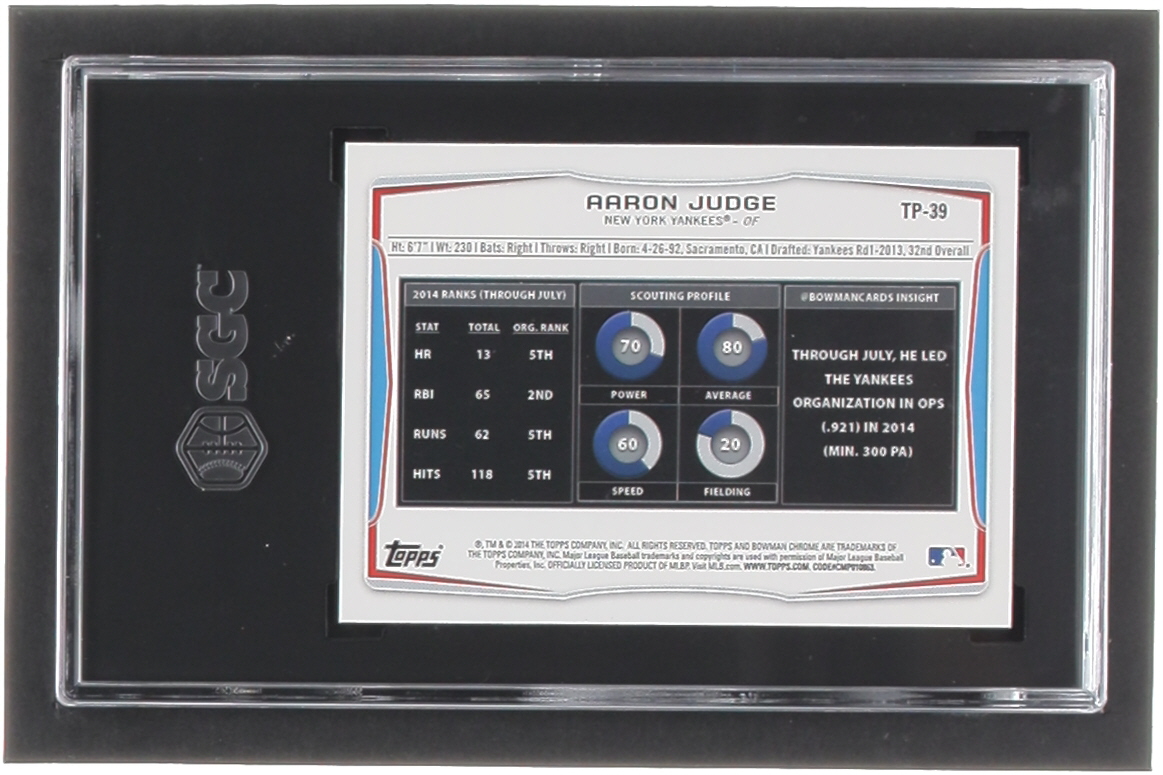 Aaron Judge 2014 Bowman Draft Top Prospects #TP39 RC (SGC 10) at PristineAuction.com Aaron Judge 2014 Bowman Draft Top Prospects #TP39 RC (SGC 10) at PristineAuction.com