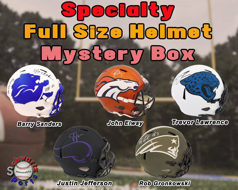 Full Size SPECIALTY Football Helmet Signed Mystery Box - Series 18 (Limited to 150) - Schwartz Sports at PristineAuction.com Full Size SPECIALTY Football Helmet Signed Mystery Box - Series 18 (Limited to 150) - Schwartz Sports at PristineAuction.com