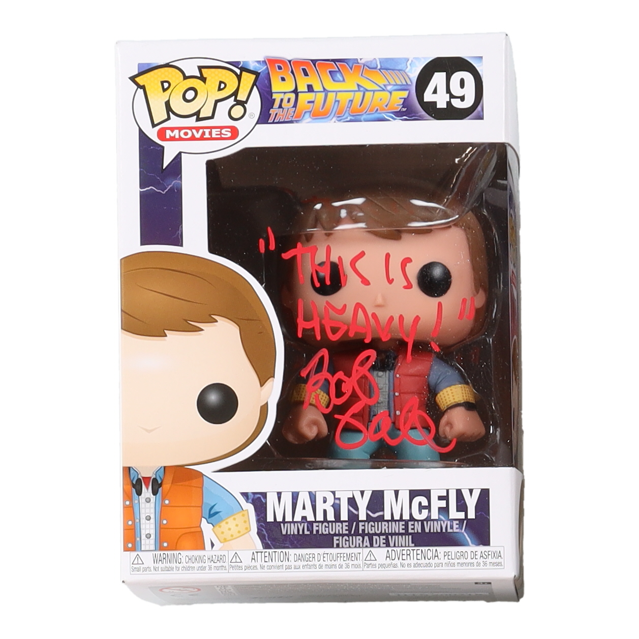 Bob Gale Signed "Back to the Future" #49 Marty McFly Funko Pop! Vinyl Figure Inscribed "This Is Heavy!" (AutographCOA) at PristineAuction.com Bob Gale Signed "Back to the Future" #49 Marty McFly Funko Pop! Vinyl Figure Inscribed "This Is Heavy!" (AutographCOA) at PristineAuction.com