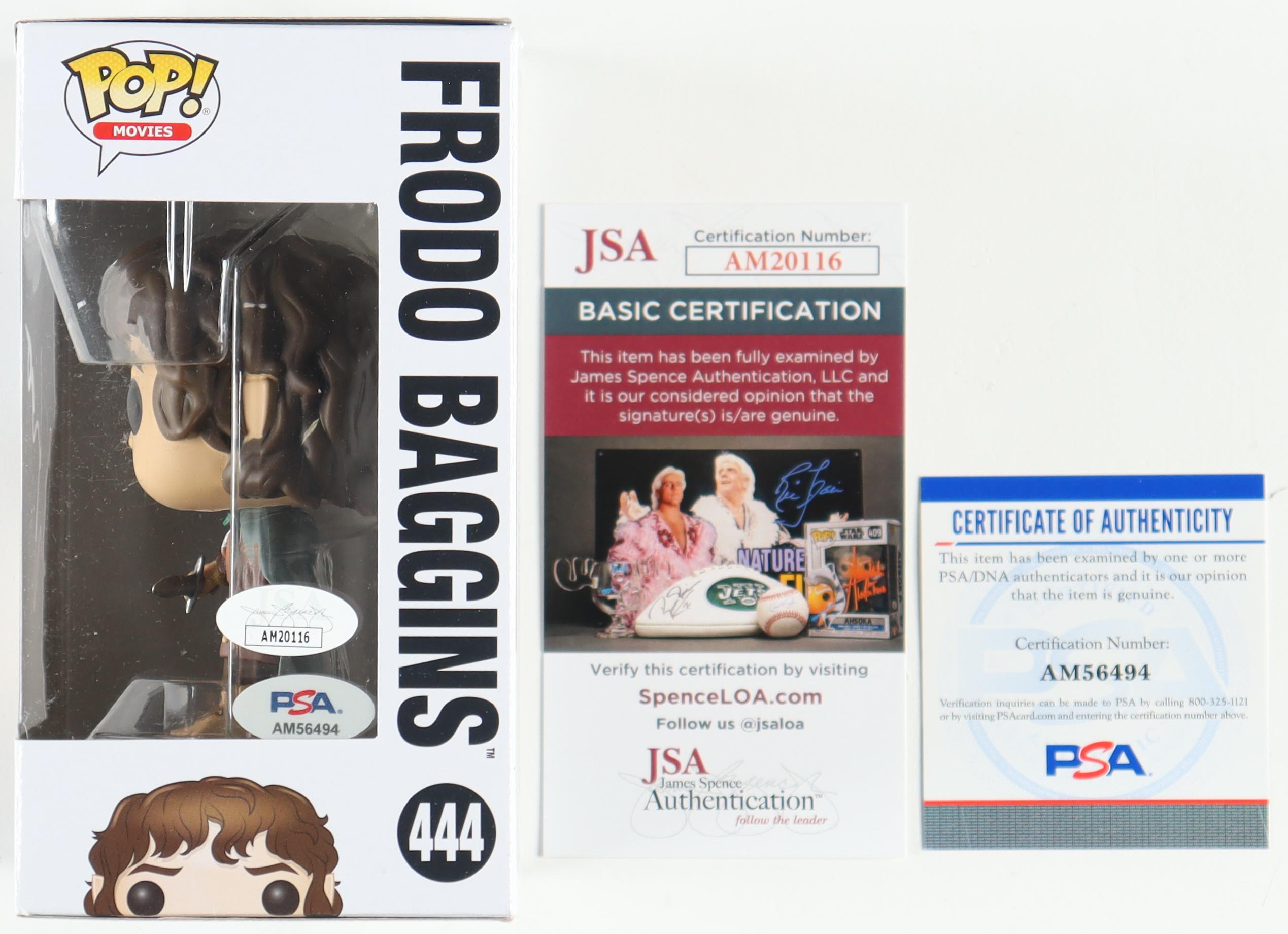 Elijah Wood Signed "The Lord of the Rings" #444 Frodo Baggins Funko Pop! Vinyl Figure (JSA & PSA) (See Description) at PristineAuction.com Elijah Wood Signed "The Lord of the Rings" #444 Frodo Baggins Funko Pop! Vinyl Figure (JSA & PSA) (See Description) at PristineAuction.com