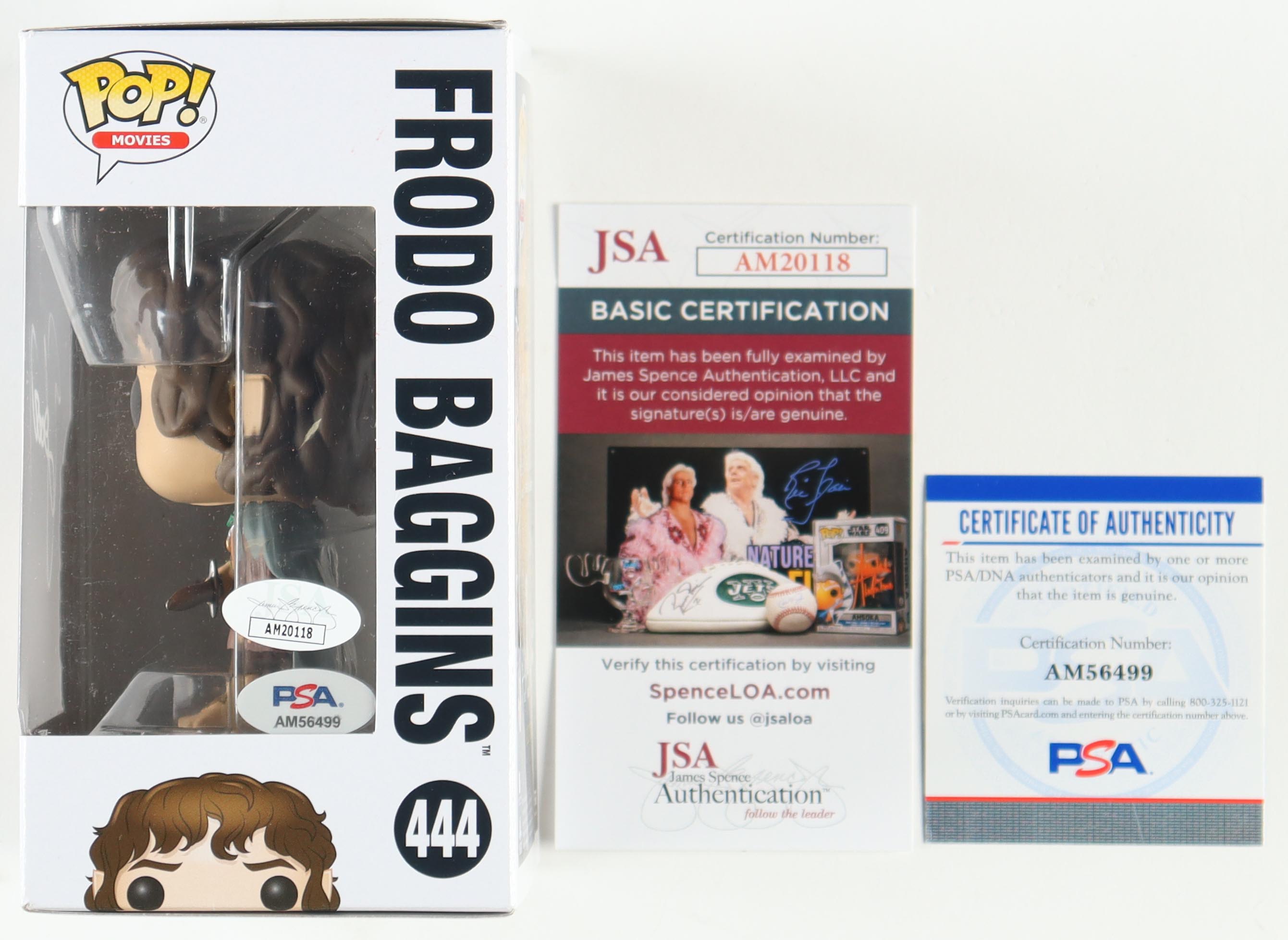 Elijah Wood Signed "The Lord of the Rings" #444 Frodo Baggins Funko Pop! Vinyl Figure (JSA & PSA) (See Description) at PristineAuction.com Elijah Wood Signed "The Lord of the Rings" #444 Frodo Baggins Funko Pop! Vinyl Figure (JSA & PSA) (See Description) at PristineAuction.com