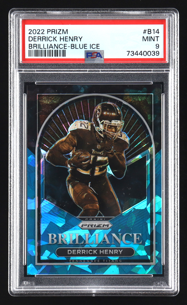 Derrick Henry 2022 Panini Prizm Brilliance Prizms Blue Ice #14 #02/99 (PSA 9) at PristineAuction.com Derrick Henry 2022 Panini Prizm Brilliance Prizms Blue Ice #14 #02/99 (PSA 9) at PristineAuction.com