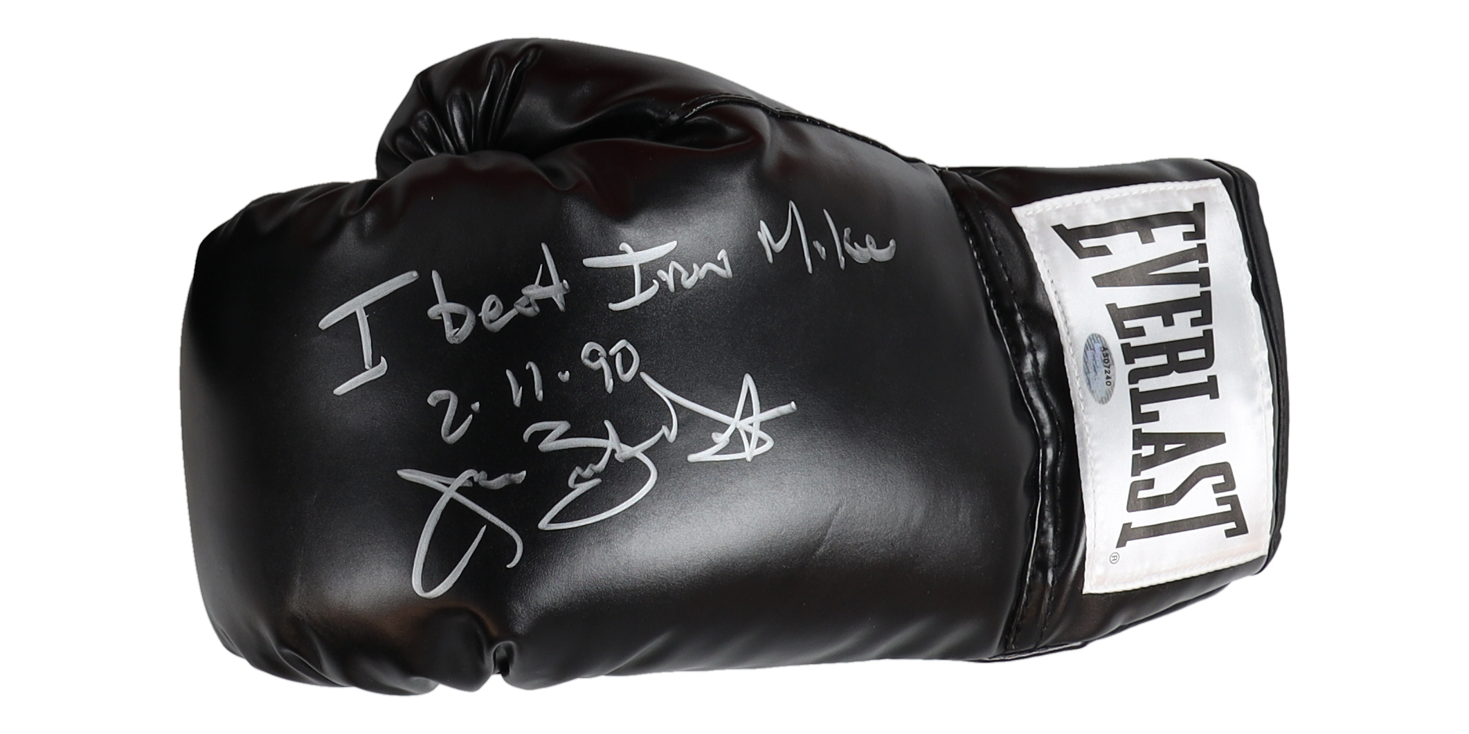 James "Buster" Douglas Signed Everlast Boxing Glove Inscribed "I Beat Iron Mike 2-11-90" (Schwartz) at PristineAuction.com James "Buster" Douglas Signed Everlast Boxing Glove Inscribed "I Beat Iron Mike 2-11-90" (Schwartz) at PristineAuction.com