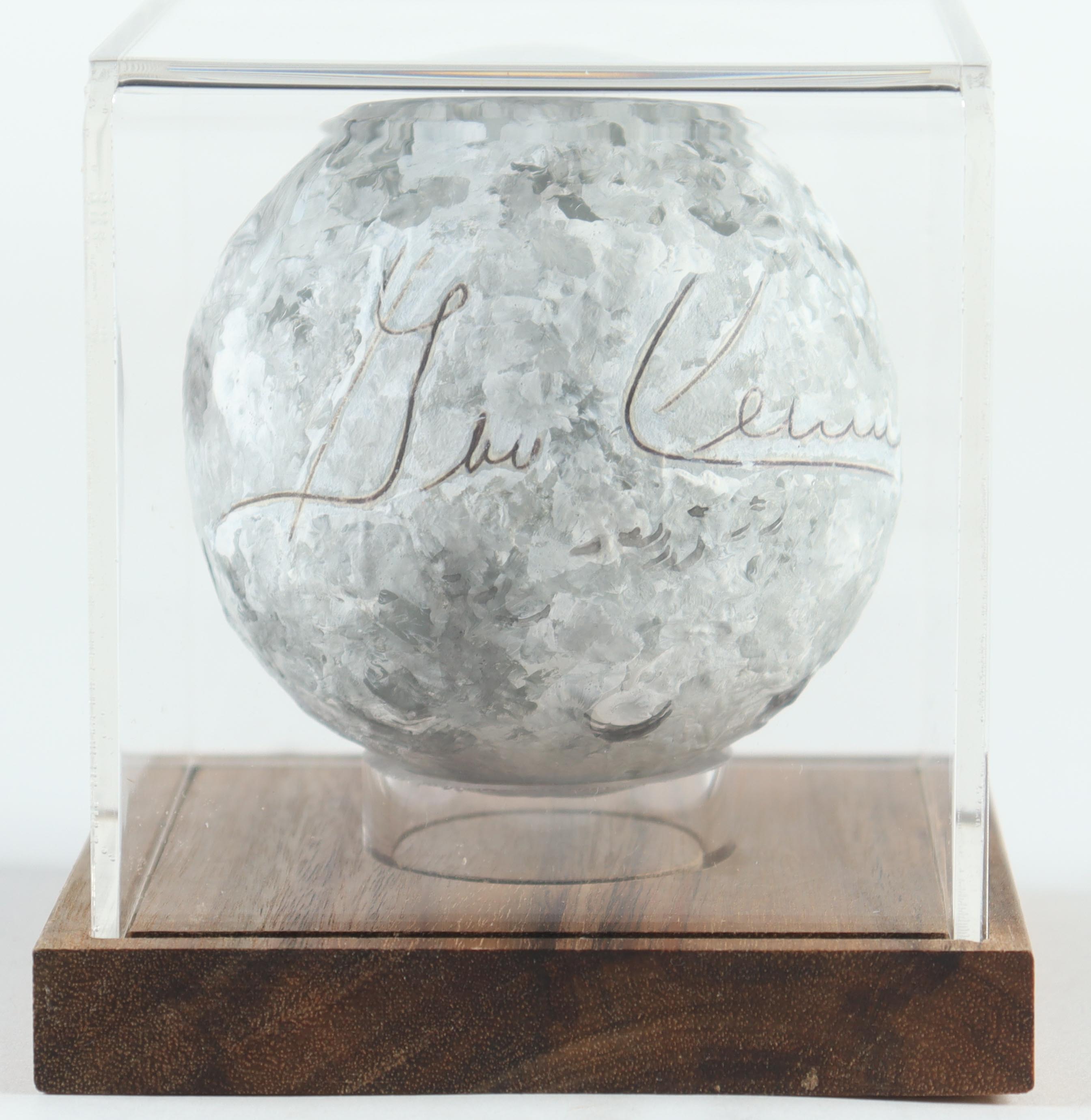 Eugene Cernan Signed Replica Moon with Display Case (PSA) at PristineAuction.com Eugene Cernan Signed Replica Moon with Display Case (PSA) at PristineAuction.com