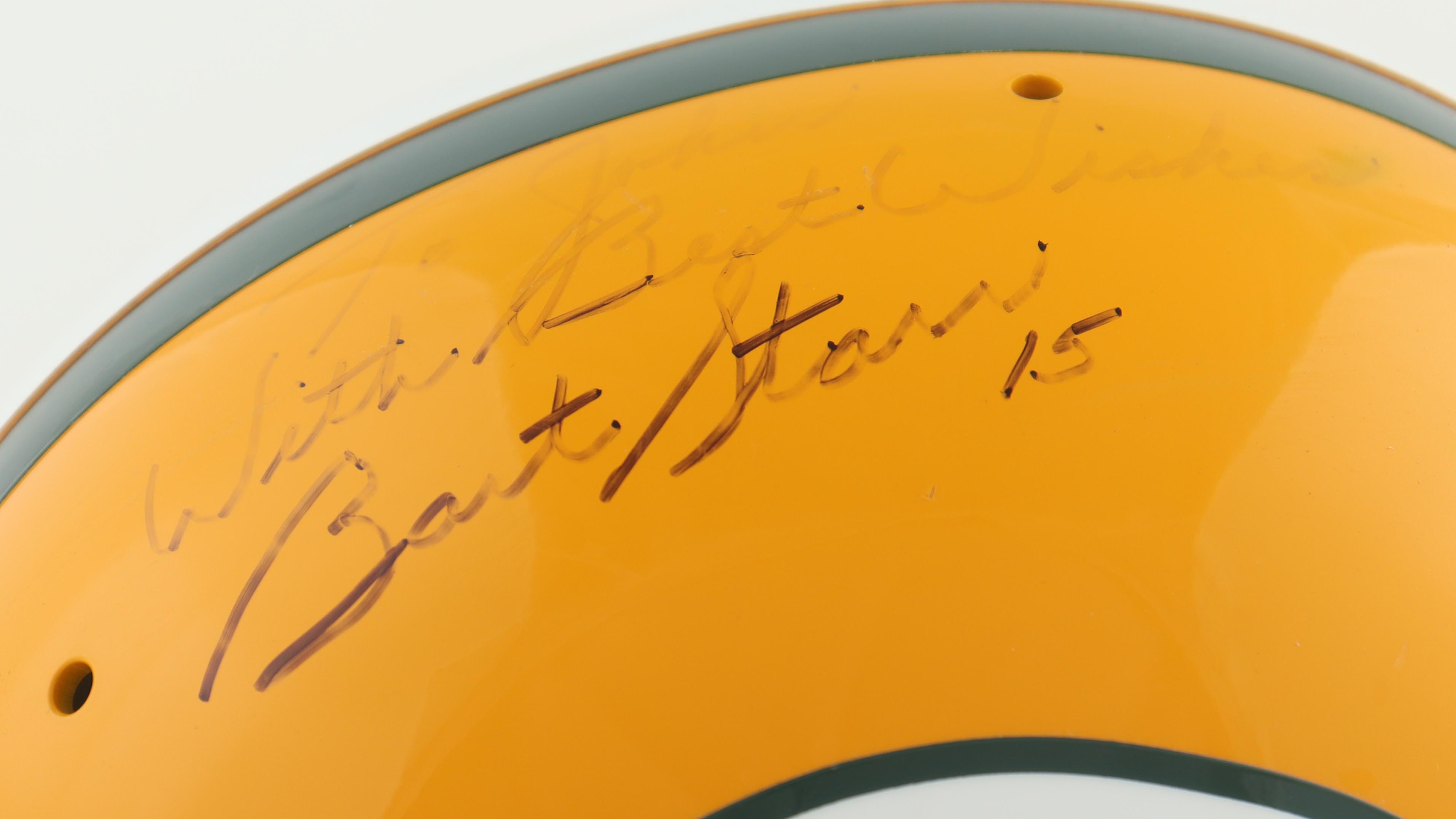 Bart Starr Signed Packers Full-Size Helmet Inscribed "With Best Wishes" (Beckett) at PristineAuction.com Bart Starr Signed Packers Full-Size Helmet Inscribed "With Best Wishes" (Beckett) at PristineAuction.com
