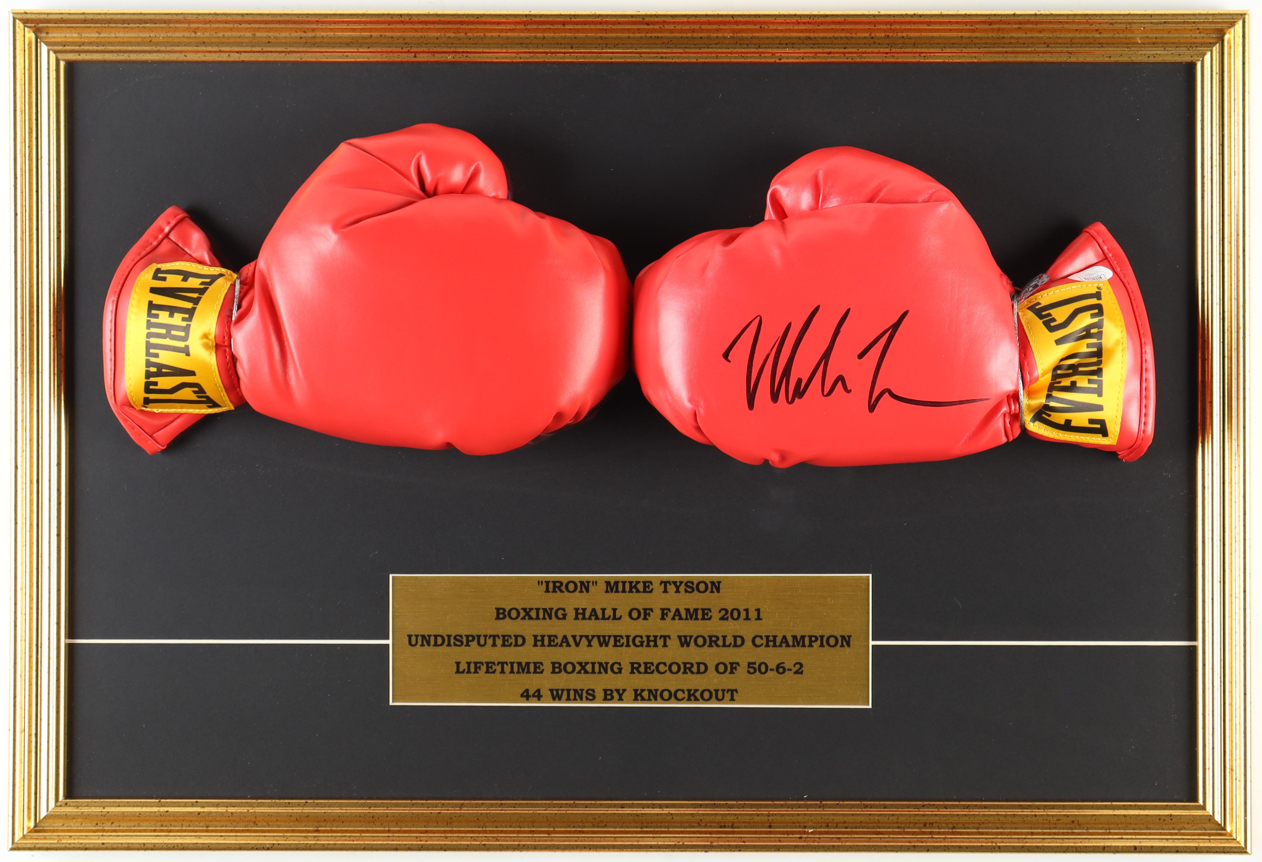Mike Tyson Signed Custom Framed Everlast Glove Set Display (JSA & Tyson) at PristineAuction.com Mike Tyson Signed Custom Framed Everlast Glove Set Display (JSA & Tyson) at PristineAuction.com