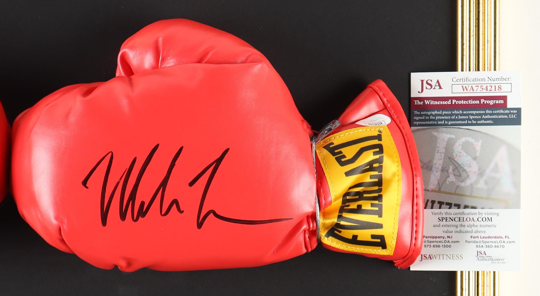 Mike Tyson Signed Custom Framed Everlast Glove Set Display (JSA & Tyson) at PristineAuction.com Mike Tyson Signed Custom Framed Everlast Glove Set Display (JSA & Tyson) at PristineAuction.com