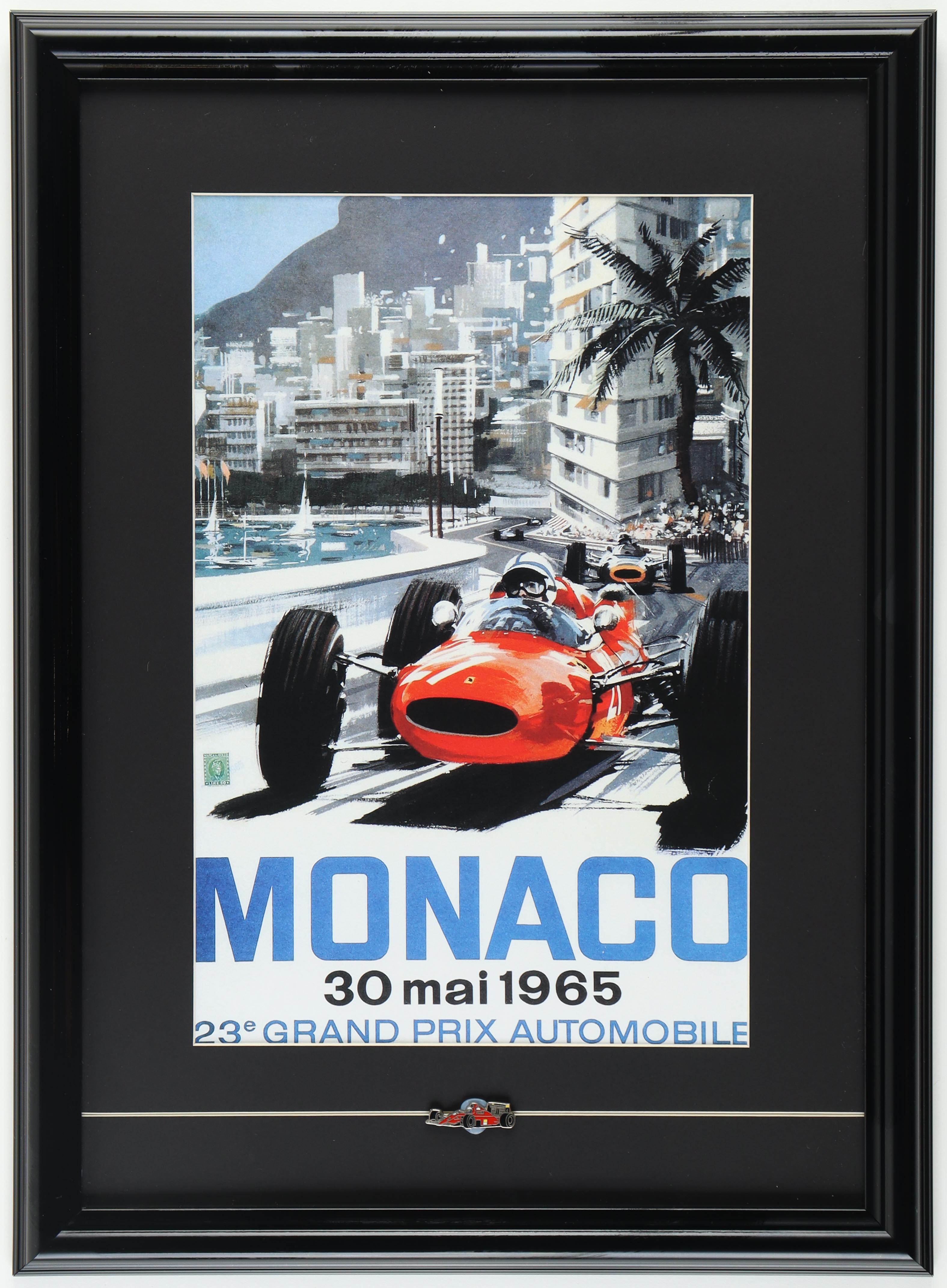 Grand Prix de Monaco Custom Framed Print Display with Pin at PristineAuction.com Grand Prix de Monaco Custom Framed Print Display with Pin at PristineAuction.com