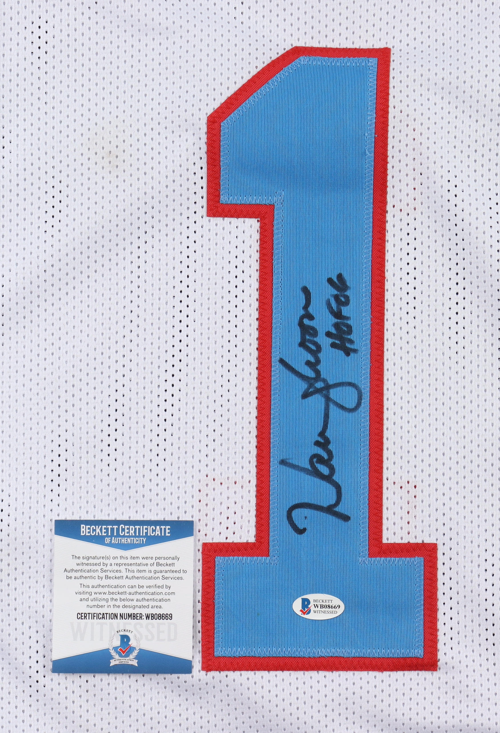 Warren Moon Signed Jersey Inscribed "HOF 06" (Beckett) at PristineAuction.com Warren Moon Signed Jersey Inscribed "HOF 06" (Beckett) at PristineAuction.com