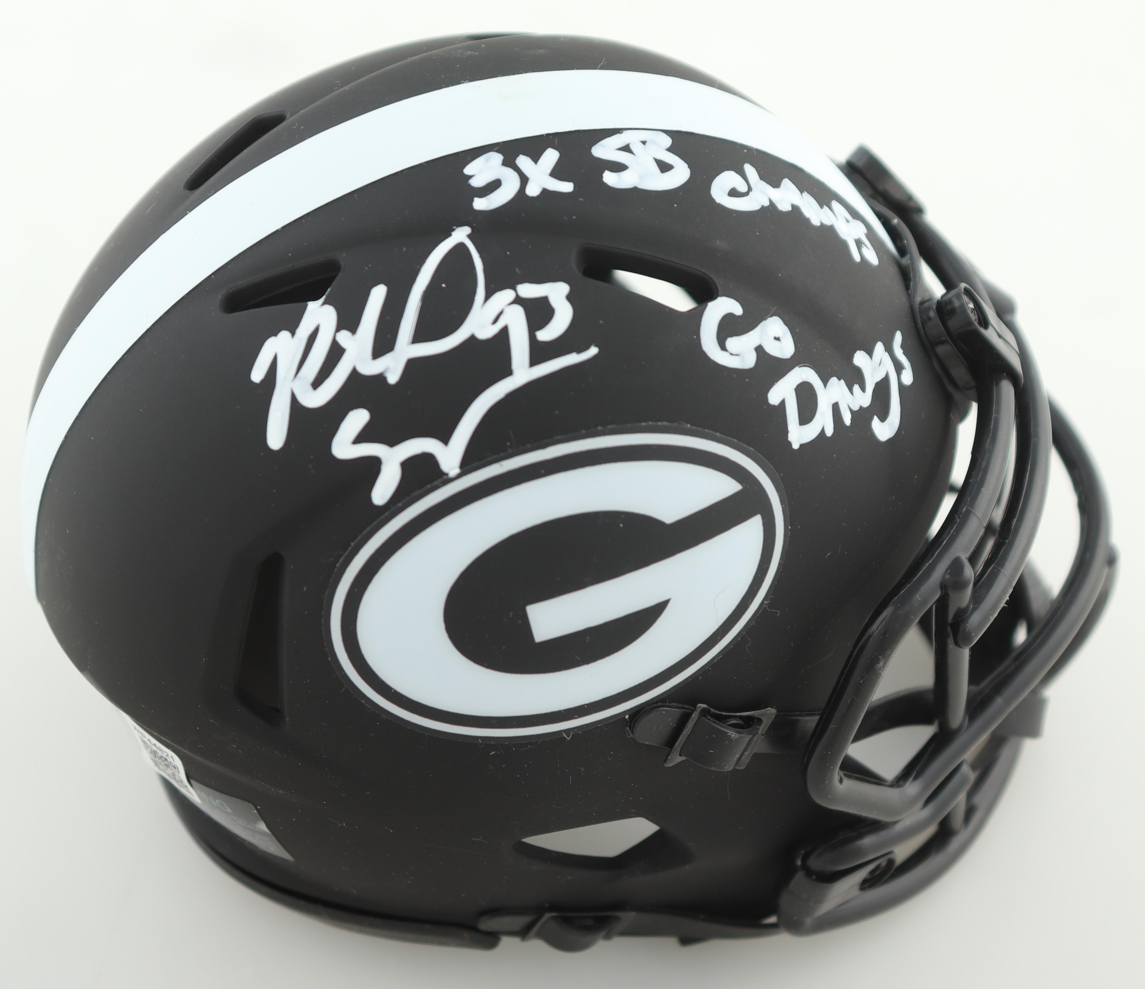 Richard Seymour Signed Georgia Bulldogs Eclipse Alternate Speed Mini Helmet Inscribed "3x SB Champs" & "Go Dawgs" (Beckett) at PristineAuction.com Richard Seymour Signed Georgia Bulldogs Eclipse Alternate Speed Mini Helmet Inscribed "3x SB Champs" & "Go Dawgs" (Beckett) at PristineAuction.com