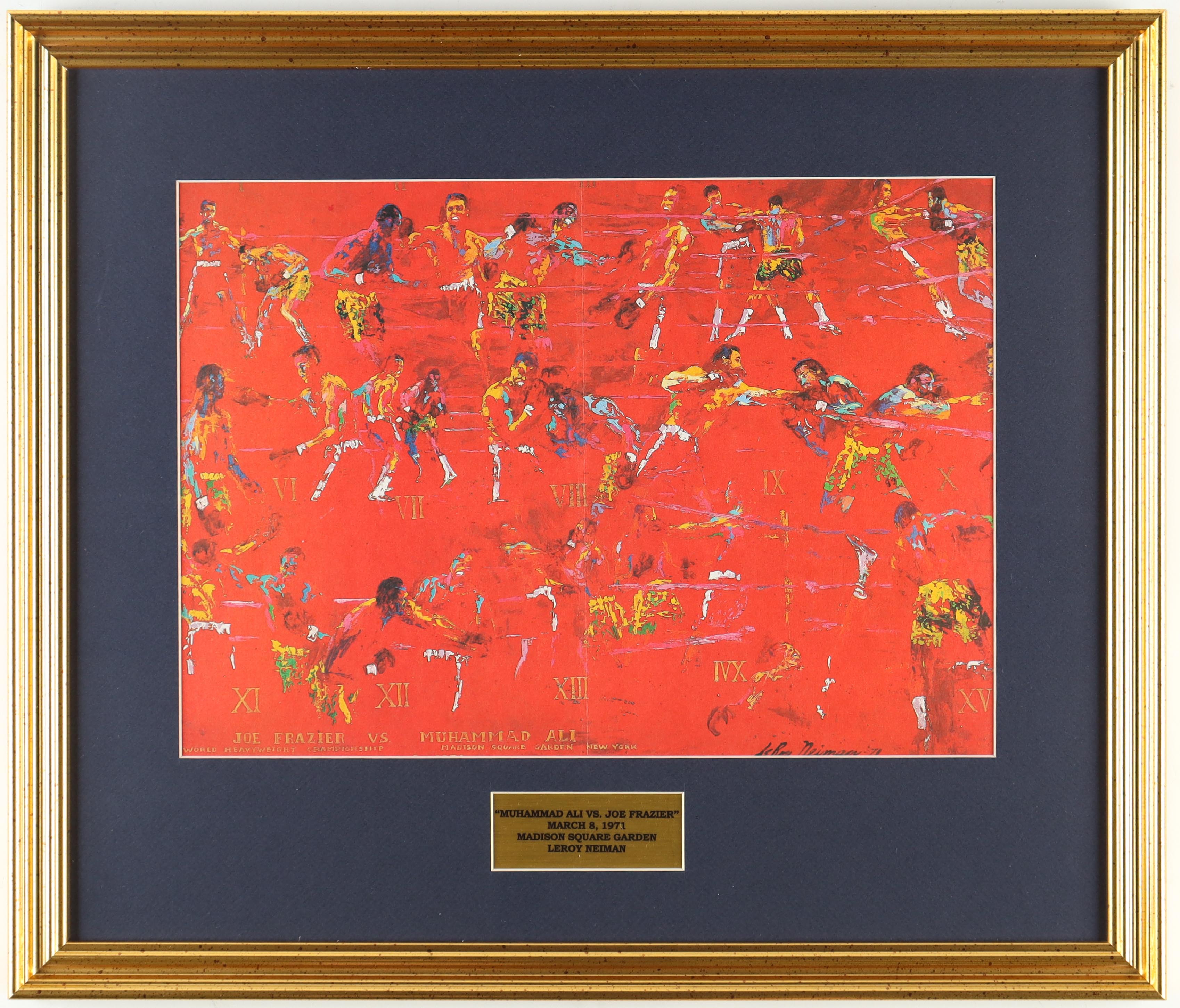 LeRoy Neiman Muhammad Ali vs. Joe Frazier At Madison Square Garden Custom Framed Print Display at PristineAuction.com LeRoy Neiman Muhammad Ali vs. Joe Frazier At Madison Square Garden Custom Framed Print Display at PristineAuction.com