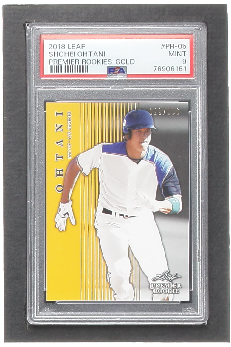 Shohei Ohtani 2018 Leaf Premier Rookies Gold #PR05 #029/100 (PSA 9) at PristineAuction.com Shohei Ohtani 2018 Leaf Premier Rookies Gold #PR05 #029/100 (PSA 9) at PristineAuction.com
