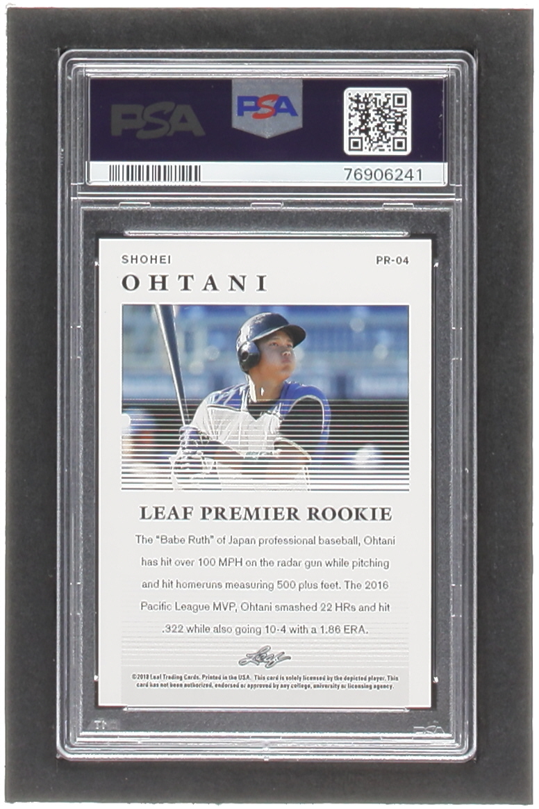 Shohei Ohtani 2018 Leaf Premier Rookies Gold #PR04 #008/100 (PSA 9) at PristineAuction.com Shohei Ohtani 2018 Leaf Premier Rookies Gold #PR04 #008/100 (PSA 9) at PristineAuction.com