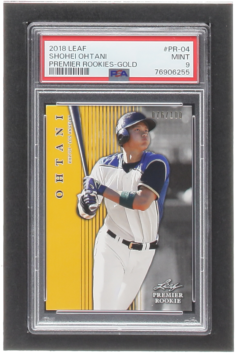 Shohei Ohtani 2018 Leaf Premier Rookies Gold #PR04 #076/100 (PSA 9) at PristineAuction.com Shohei Ohtani 2018 Leaf Premier Rookies Gold #PR04 #076/100 (PSA 9) at PristineAuction.com