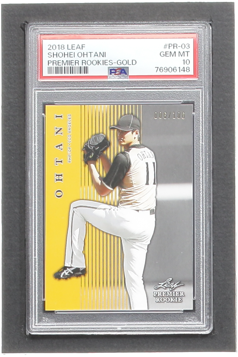 Shohei Ohtani 2018 Leaf Premier Rookies Gold #PR03 #006/100 (PSA 10) at PristineAuction.com Shohei Ohtani 2018 Leaf Premier Rookies Gold #PR03 #006/100 (PSA 10) at PristineAuction.com