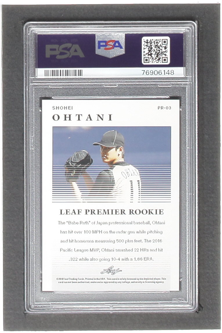 Shohei Ohtani 2018 Leaf Premier Rookies Gold #PR03 #006/100 (PSA 10) at PristineAuction.com Shohei Ohtani 2018 Leaf Premier Rookies Gold #PR03 #006/100 (PSA 10) at PristineAuction.com
