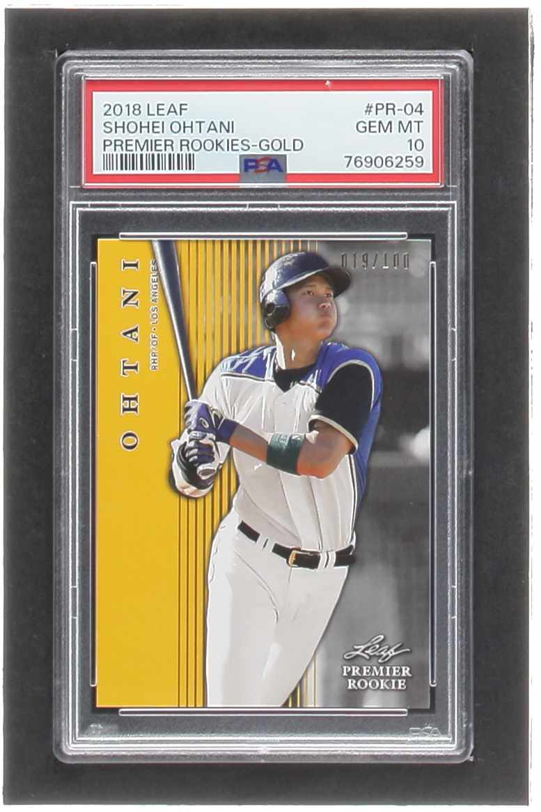 Shohei Ohtani 2018 Leaf Premier Rookies Gold #PR04 #019/100 (PSA 10) at PristineAuction.com Shohei Ohtani 2018 Leaf Premier Rookies Gold #PR04 #019/100 (PSA 10) at PristineAuction.com