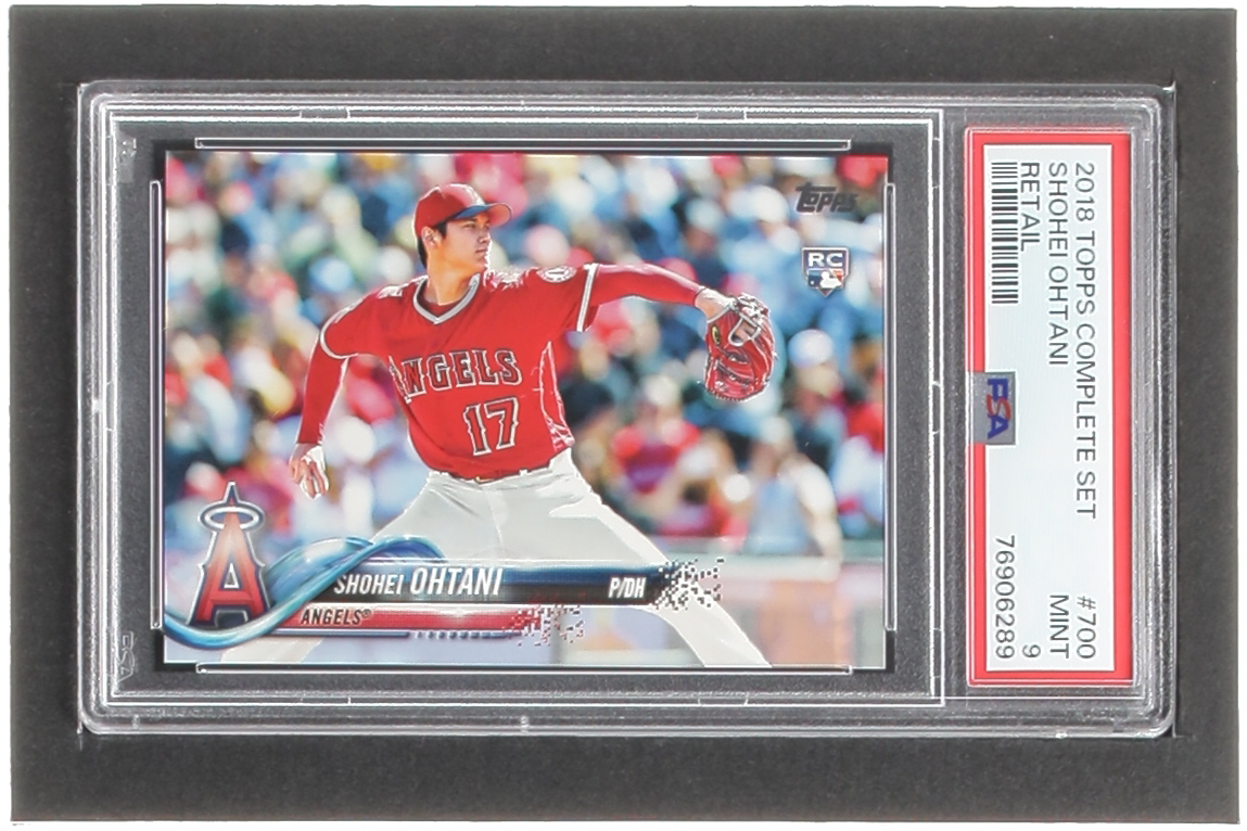 Shohei Ohtani 2018 Topps Base Set Photo Variations #700D RC / Pitching, Red Glove RETAIL FACTORY (PSA 9) at PristineAuction.com Shohei Ohtani 2018 Topps Base Set Photo Variations #700D RC / Pitching, Red Glove RETAIL FACTORY (PSA 9) at PristineAuction.com