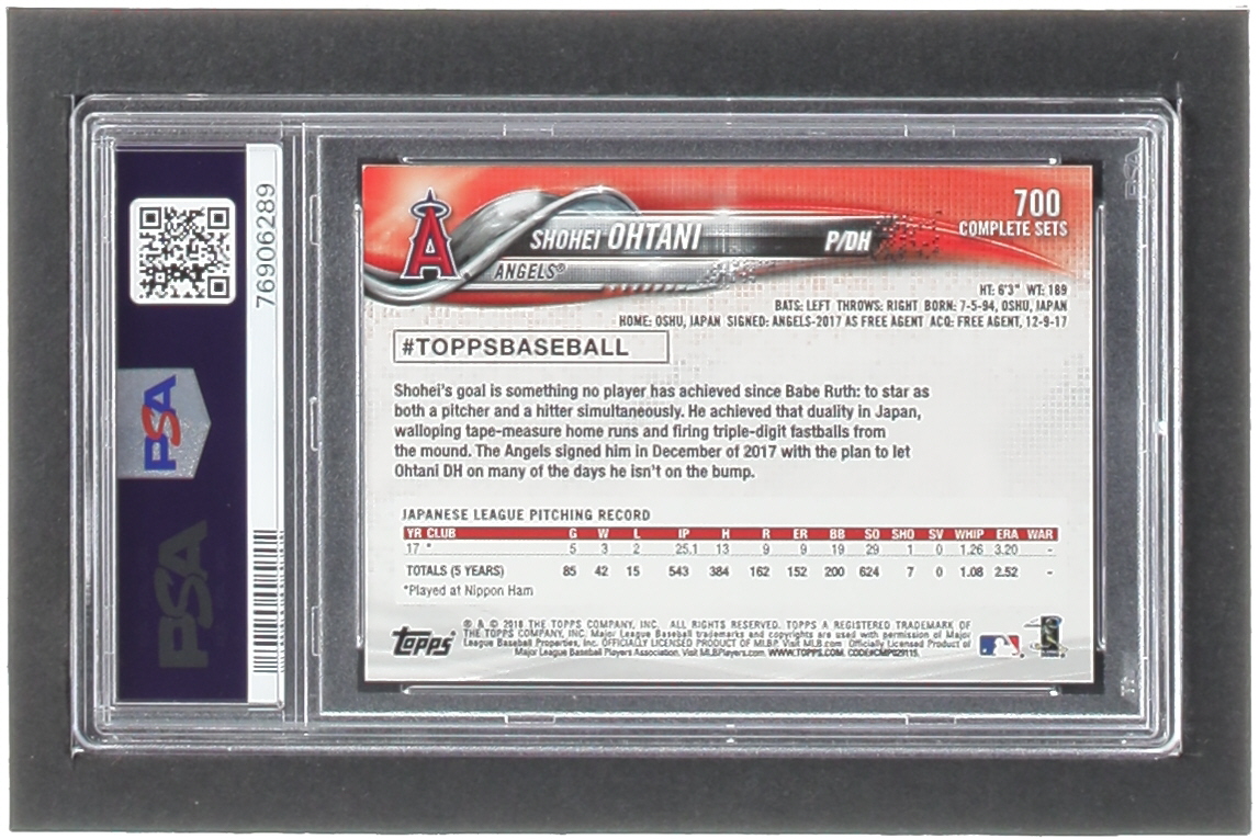 Shohei Ohtani 2018 Topps Base Set Photo Variations #700D RC / Pitching, Red Glove RETAIL FACTORY (PSA 9) at PristineAuction.com Shohei Ohtani 2018 Topps Base Set Photo Variations #700D RC / Pitching, Red Glove RETAIL FACTORY (PSA 9) at PristineAuction.com