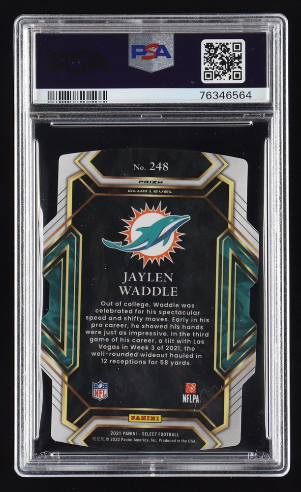 Jaylen Waddle 2021 Select Prizm Black and Gold Die Cut #248 RC (PSA 9) at PristineAuction.com Jaylen Waddle 2021 Select Prizm Black and Gold Die Cut #248 RC (PSA 9) at PristineAuction.com