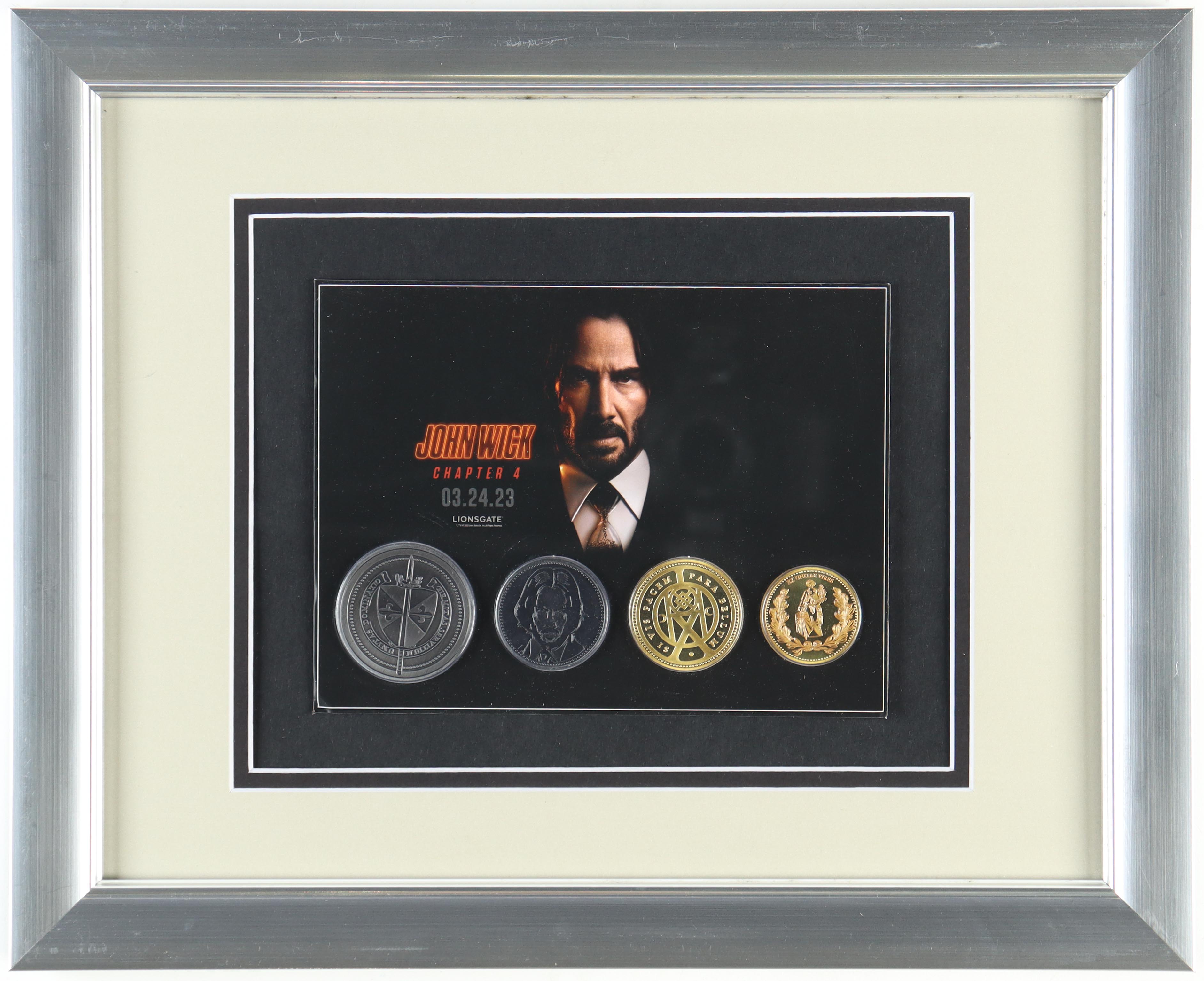 "John Wick: Chapter 4" Custom Framed Opening Night Booklet Display with (4) Coins at PristineAuction.com "John Wick: Chapter 4" Custom Framed Opening Night Booklet Display with (4) Coins at PristineAuction.com