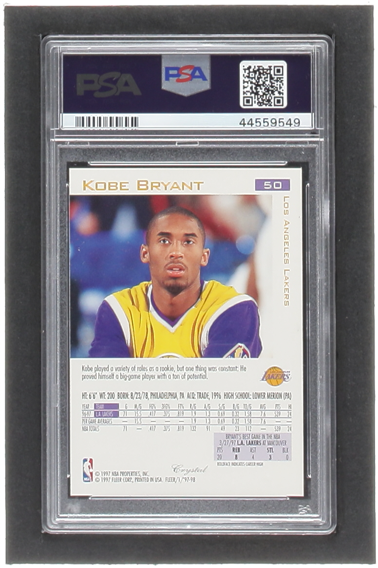 Kobe Bryant 1997-98 Fleer Crystal Collection #50 (PSA 9) at PristineAuction.com Kobe Bryant 1997-98 Fleer Crystal Collection #50 (PSA 9) at PristineAuction.com