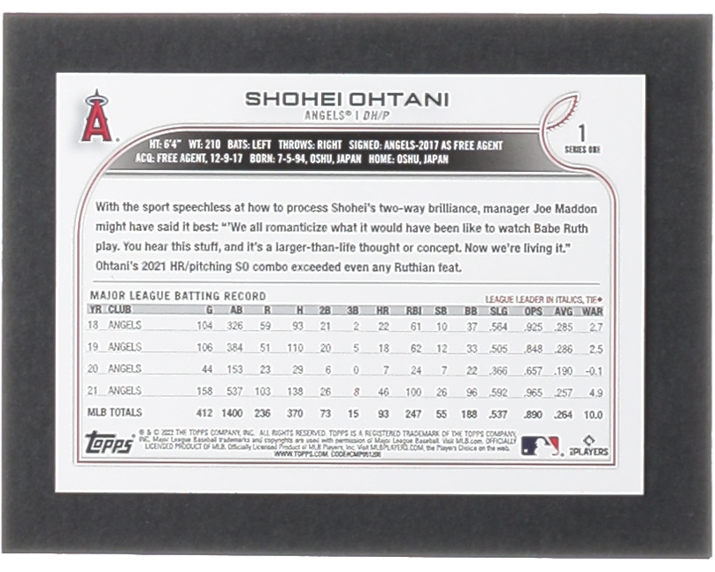 Shohei Ohtani 2022 Topps 1st Edition Gold #1 at PristineAuction.com Shohei Ohtani 2022 Topps 1st Edition Gold #1 at PristineAuction.com