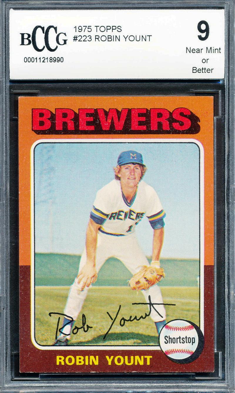 Robin Yount 1975 Topps #223 RC (BCCG 9) at PristineAuction.com Robin Yount 1975 Topps #223 RC (BCCG 9) at PristineAuction.com