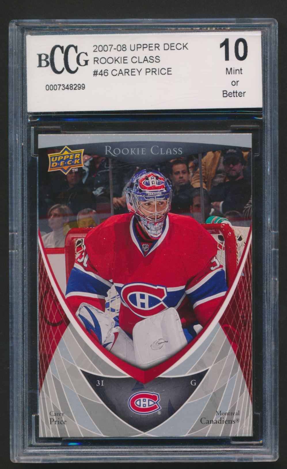 Carey Price 2007-08 Upper Deck Rookie Class #46 (BCCG 10) at PristineAuction.com Carey Price 2007-08 Upper Deck Rookie Class #46 (BCCG 10) at PristineAuction.com