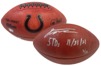 Jonathan Taylor Signed LE "The Duke" Colts Logo Football Inscribed "5 TDs" & "11/21/21" (Fanatics) at PristineAuction.com