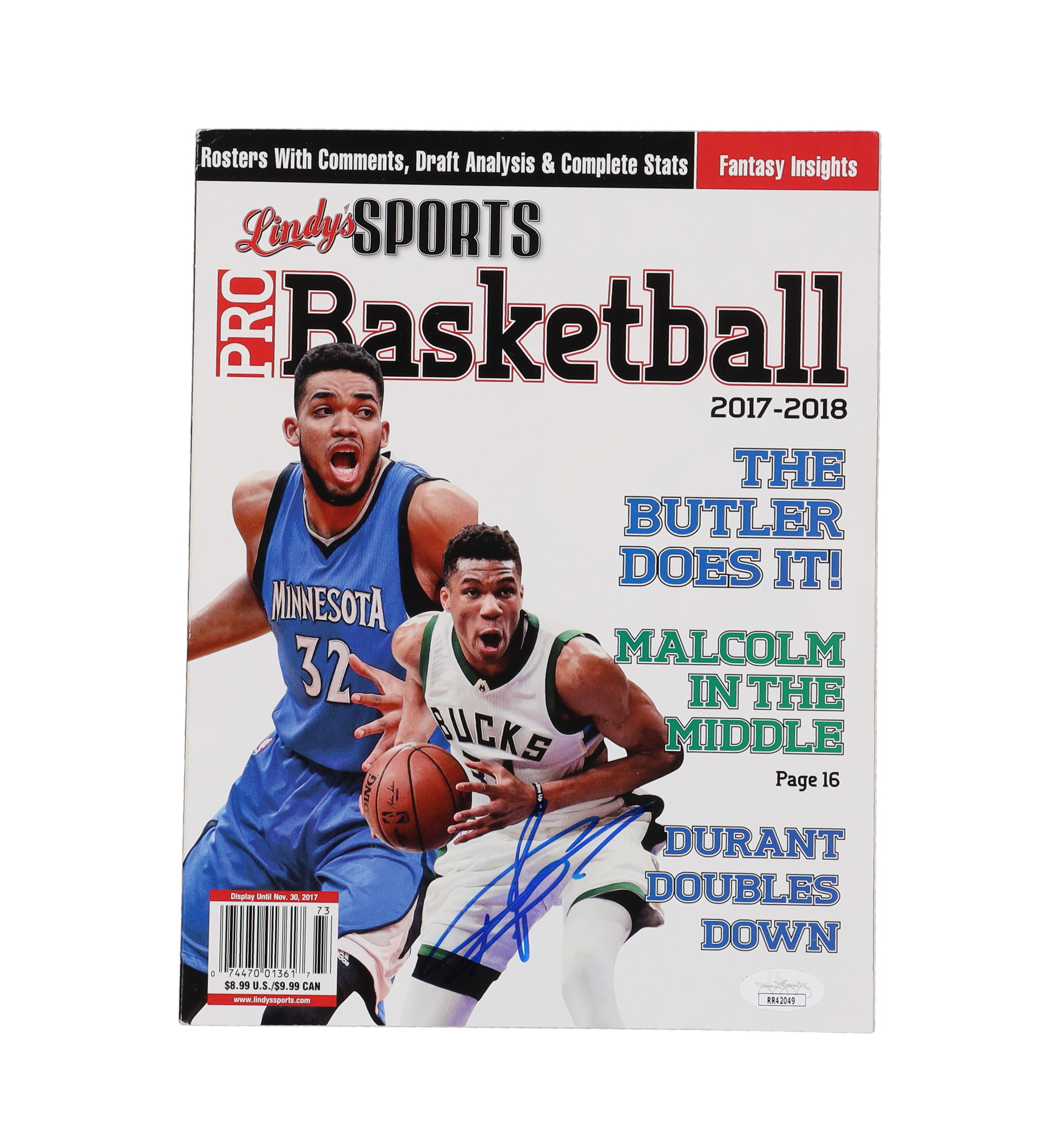 Giannis Antetokounmpo Signed 2017-2018 Lindy's Sports Magazine (JSA) at PristineAuction.com Giannis Antetokounmpo Signed 2017-2018 Lindy's Sports Magazine (JSA) at PristineAuction.com
