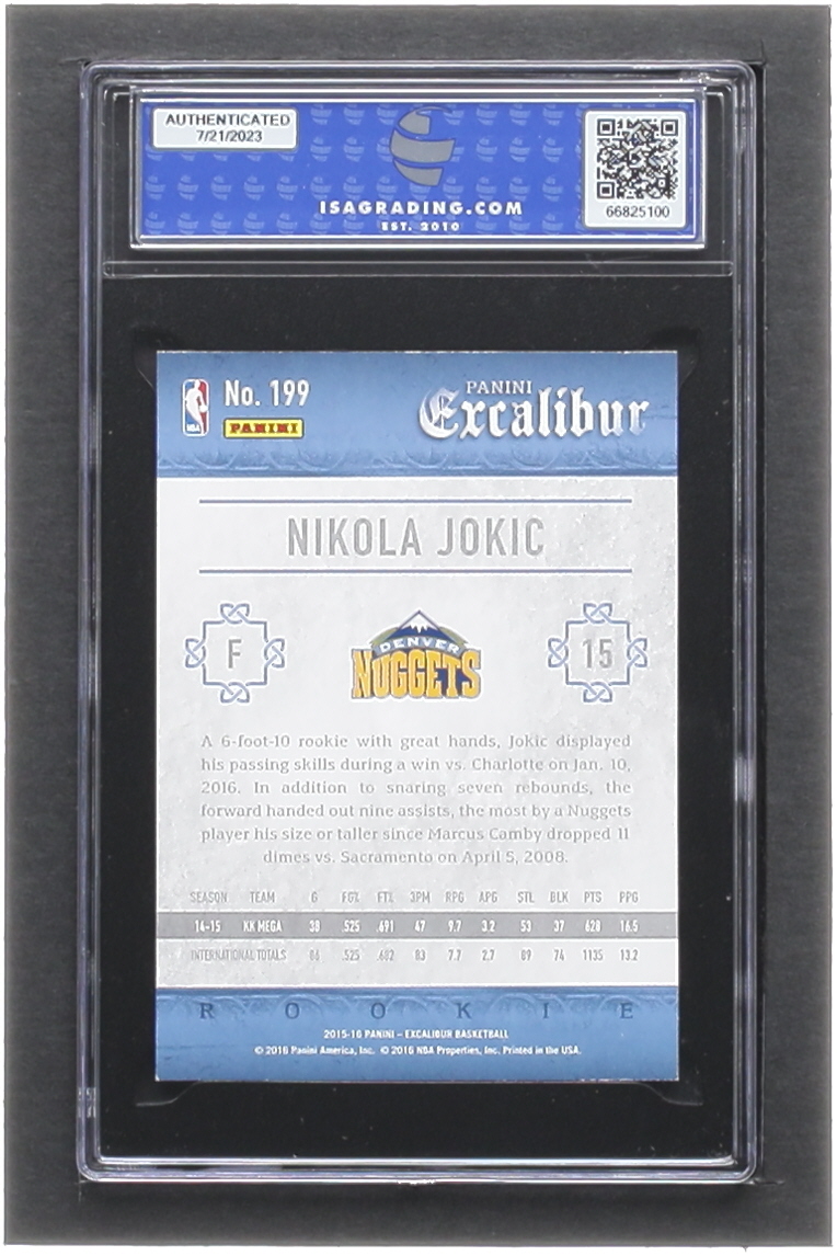 Nikola Jokic 2015-16 Panini Excalibur #199 RC (ISA 8.5) at PristineAuction.com Nikola Jokic 2015-16 Panini Excalibur #199 RC (ISA 8.5) at PristineAuction.com
