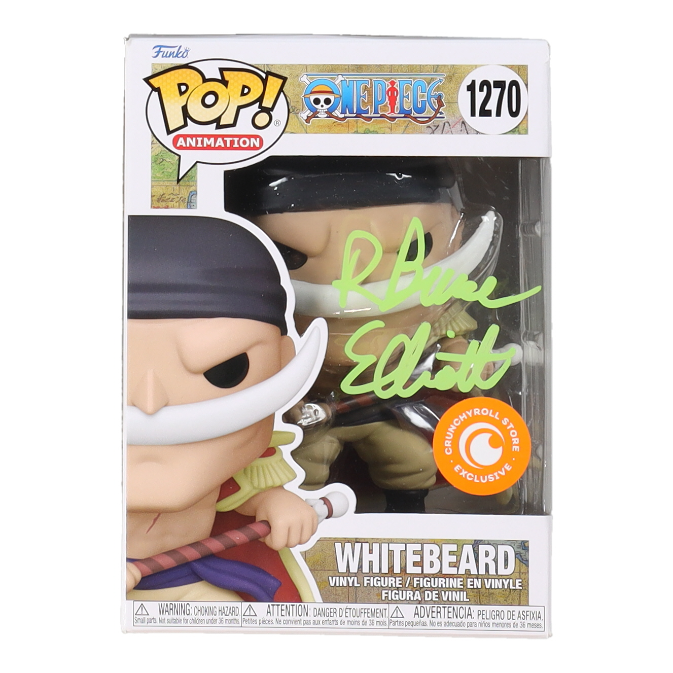 R. Bruce Elliott Signed "One Piece" #1270 Whitebeard Funko Pop! Vinyl Figure Inscribed "The One Piece is Real!" (JSA) at PristineAuction.com R. Bruce Elliott Signed "One Piece" #1270 Whitebeard Funko Pop! Vinyl Figure Inscribed "The One Piece is Real!" (JSA) at PristineAuction.com