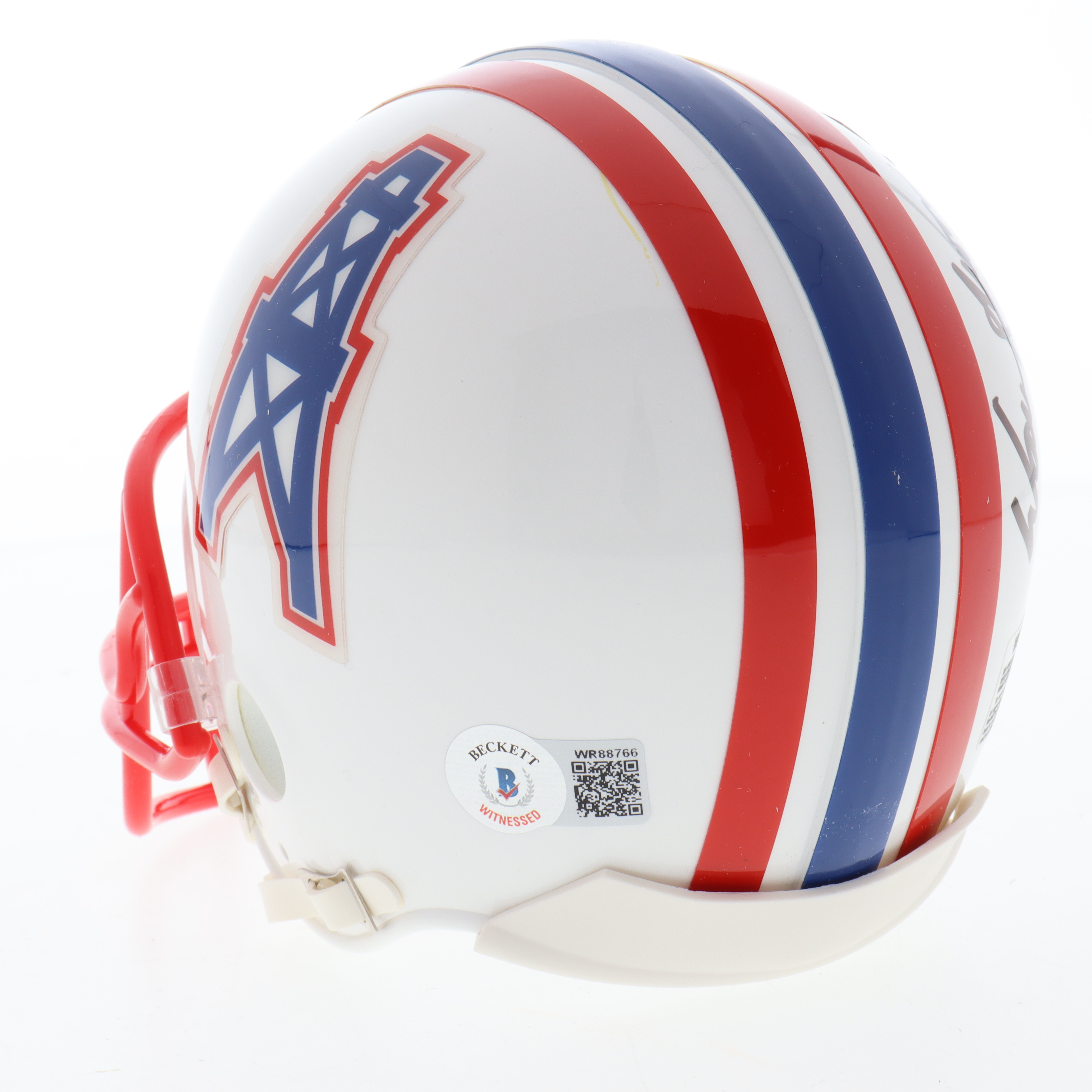 Warren Moon & Earl Campbell Signed Oilers Throwback Mini Helmet Inscribed "HOF 06" & "HOF 91" (Beckett) at PristineAuction.com Warren Moon & Earl Campbell Signed Oilers Throwback Mini Helmet Inscribed "HOF 06" & "HOF 91" (Beckett) at PristineAuction.com