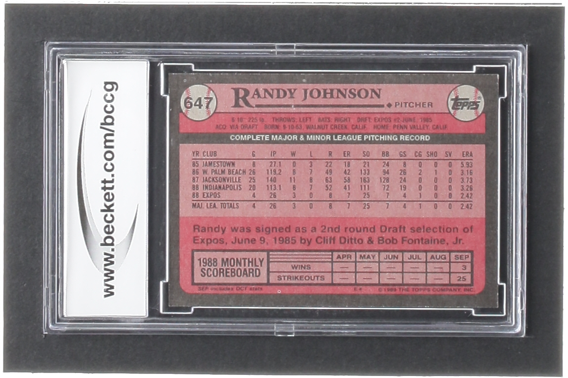 Randy Johnson 1989 Topps #647 RC (BCCG 10) at PristineAuction.com Randy Johnson 1989 Topps #647 RC (BCCG 10) at PristineAuction.com