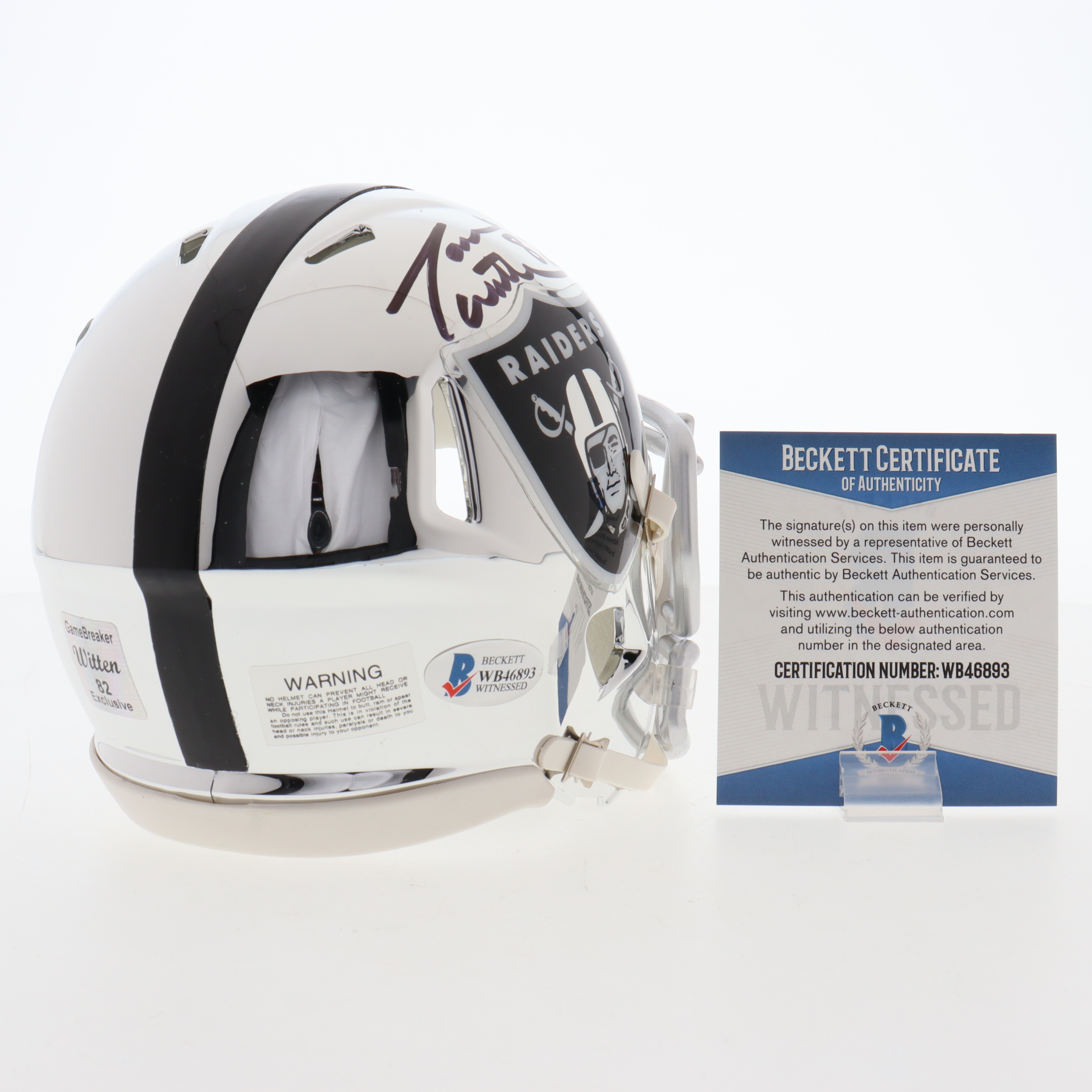 Jason Witten Signed Raiders Chrome Speed Mini Helmet (Beckett & Witten) at PristineAuction.com Jason Witten Signed Raiders Chrome Speed Mini Helmet (Beckett & Witten) at PristineAuction.com