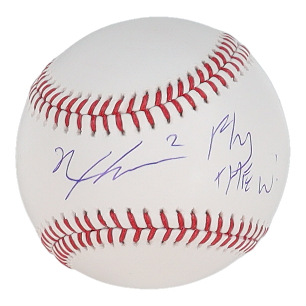 Nico Hoerner Signed OML Baseball Inscribed "Fly The W!" (Beckett) at PristineAuction.com Nico Hoerner Signed OML Baseball Inscribed "Fly The W!" (Beckett) at PristineAuction.com