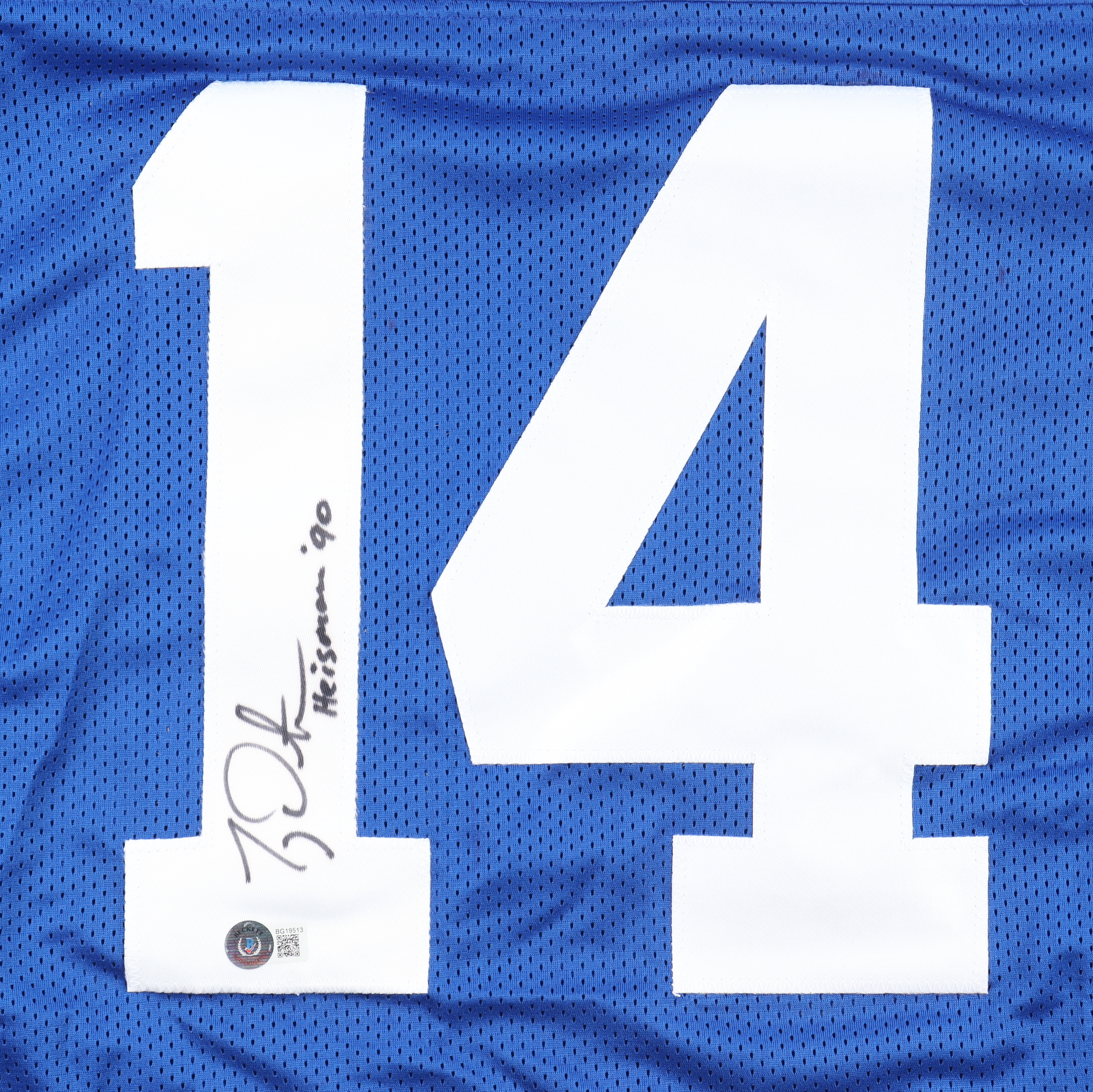 Ty Detmer Signed Jersey Inscribed "Heisman '90" (Beckett) at PristineAuction.com Ty Detmer Signed Jersey Inscribed "Heisman '90" (Beckett) at PristineAuction.com