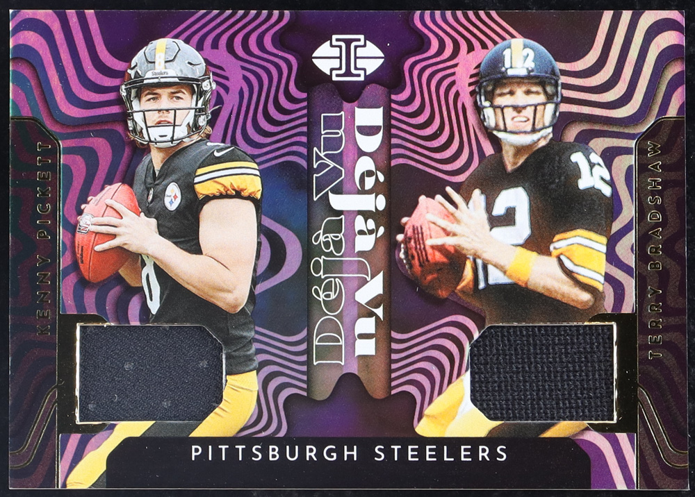 Kenny Pickett / Terry Bradshaw 2022 Panini Illusions Deja Vu Materials #1 at PristineAuction.com Kenny Pickett / Terry Bradshaw 2022 Panini Illusions Deja Vu Materials #1 at PristineAuction.com