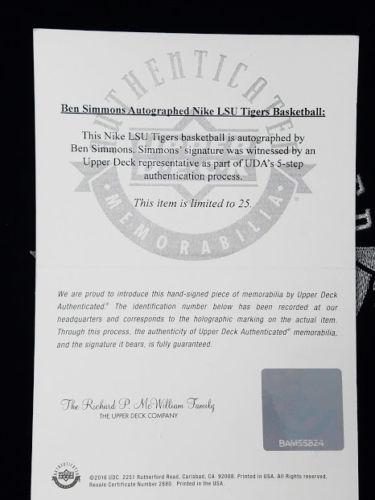 Ben Simmons Signed LE LSU Tigers Nike Basketball (UDA) at PristineAuction.com Ben Simmons Signed LE LSU Tigers Nike Basketball (UDA) at PristineAuction.com