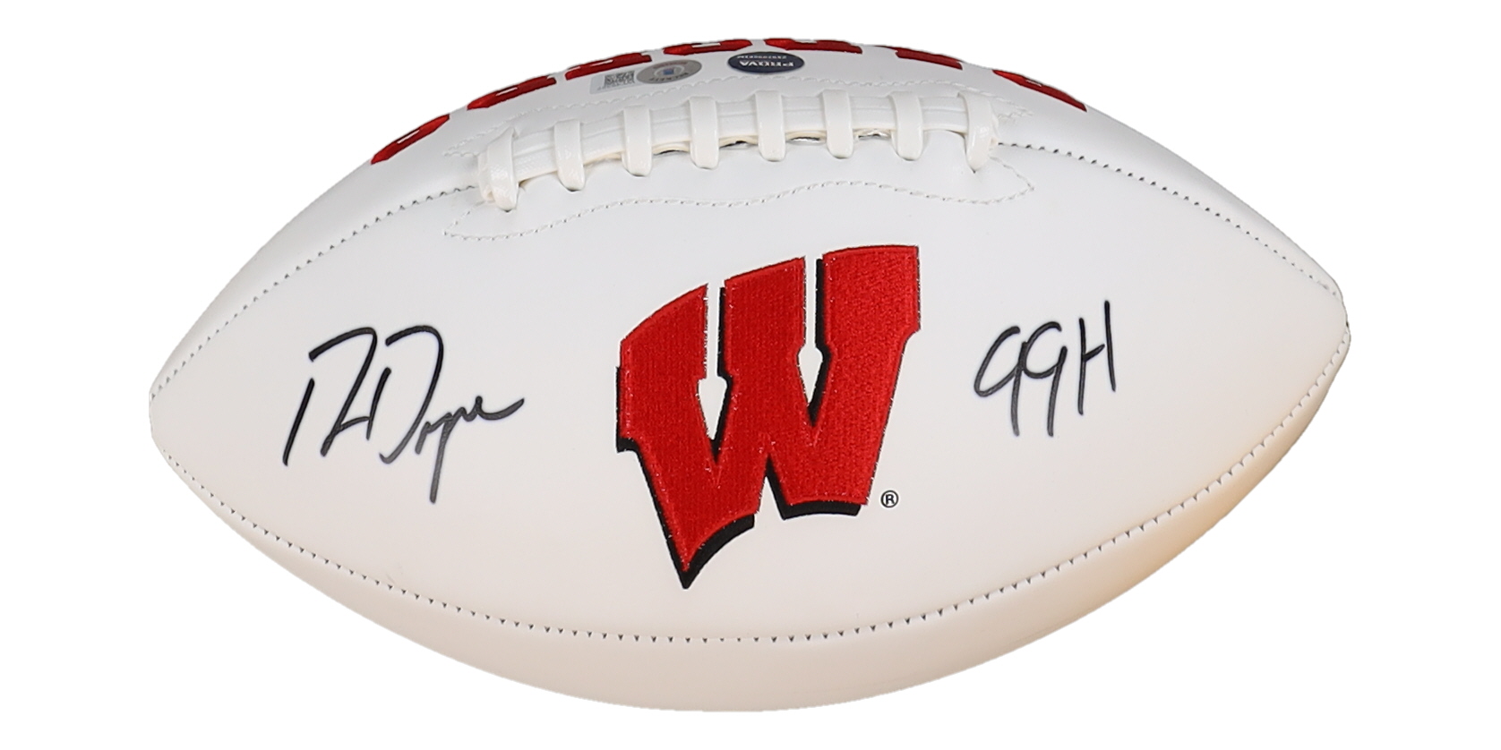Ron Dayne Signed Wisconsin Badgers Logo Football Inscribed "99H" (Beckett & Prova) at PristineAuction.com Ron Dayne Signed Wisconsin Badgers Logo Football Inscribed "99H" (Beckett & Prova) at PristineAuction.com